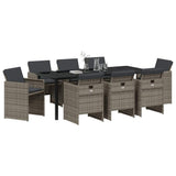 Garden Dining Set 9 pcs Grey Poly Rattan - Side View
