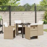 Garden Dining Set 5 pcs Beige Poly Rattan - Top-Down View
