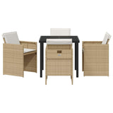 Garden Dining Set 5 pcs Beige Poly Rattan - Close-Up Angle
