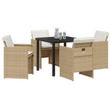 Garden Dining Set 5 pcs Beige Poly Rattan - Side View