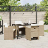 Garden Dining Set 5 pcs Beige Poly Rattan - Top-Down View