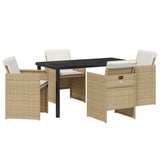 Garden Dining Set 5 pcs Beige Poly Rattan - Front View