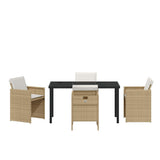 Garden Dining Set 5 pcs Beige Poly Rattan - Close-Up Angle