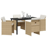 Garden Dining Set 5 pcs Beige Poly Rattan - Side View
