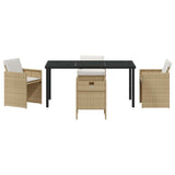 Garden Dining Set 5 pcs Beige Poly Rattan - Close-Up Angle