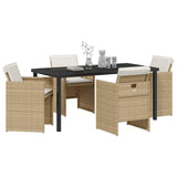 Garden Dining Set 5 pcs Beige Poly Rattan - Side View