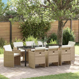 Garden Dining Set 9 pcs Beige Poly Rattan