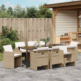 Garden Dining Set 9 pcs Beige Poly Rattan
