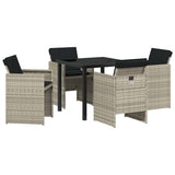 Garden Dining Set 5 pcs Light Grey Poly Rattan - Front View