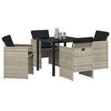 Garden Dining Set 5 pcs Light Grey Poly Rattan - Side View