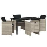 Garden Dining Set 5 pcs Light Grey Poly Rattan - Front View