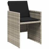 Garden Dining Set 5 pcs Light Grey Poly Rattan - Rear View