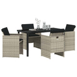 Garden Dining Set 5 pcs Light Grey Poly Rattan - Side View
