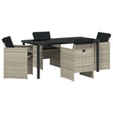 Garden Dining Set 5 pcs Light Grey Poly Rattan - Front View