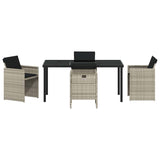 Garden Dining Set 5 pcs Light Grey Poly Rattan - Close-Up Angle