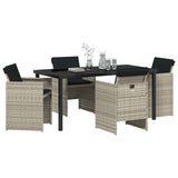 Garden Dining Set 5 pcs Light Grey Poly Rattan - Side View