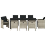 Garden Dining Set 9 pcs Light Grey Poly Rattan - Close-Up Angle