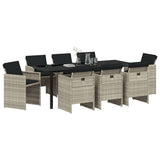 Garden Dining Set 9 pcs Light Grey Poly Rattan - Side View