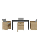 Garden Dining Set 5 pcs Beige Poly Rattan