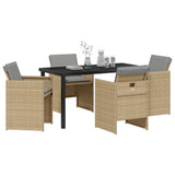 Garden Dining Set 5 pcs Beige Poly Rattan - Side View