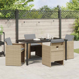 Garden Dining Set 5 pcs Beige Poly Rattan - Top-Down View
