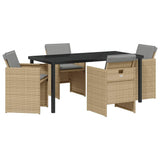 Garden Dining Set 5 pcs Beige Poly Rattan
