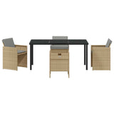 Garden Dining Set 5 pcs Beige Poly Rattan - Close-Up Angle