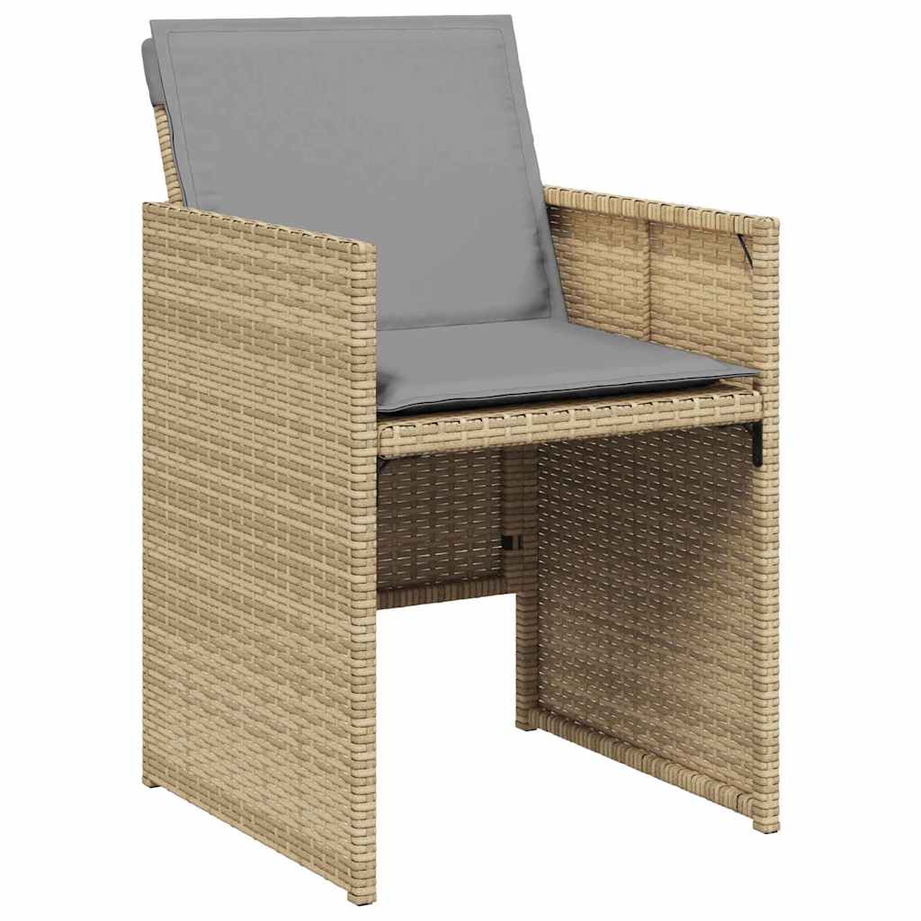 Garden Dining Set 9 pcs Beige Poly Rattan