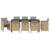 Garden Dining Set 9 pcs Beige Poly Rattan - Close-Up Angle
