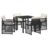 Garden Dining Set 5 pcs Black Poly Rattan - Front View