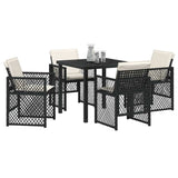 Garden Dining Set 5 pcs Black Poly Rattan - Side View