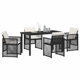 Garden Dining Set 5 pcs Black Poly Rattan - Side View