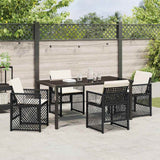 Garden Dining Set 5 pcs Black Poly Rattan - Top-Down View