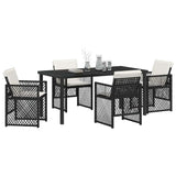 Garden Dining Set 5 pcs Black Poly Rattan - Side View