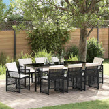 Garden Dining Set 9 pcs Black Poly Rattan