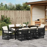 Garden Dining Set 9 pcs Black Poly Rattan - Top-Down View