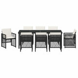 Garden Dining Set 9 pcs Black Poly Rattan - Close-Up Angle