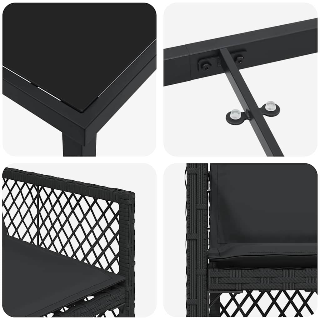 Garden Dining Set 5 pcs Black Poly Rattan