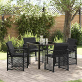 Garden Dining Set 5 pcs Black Poly Rattan