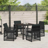Garden Dining Set 5 pcs Black Poly Rattan - Top-Down View