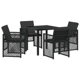 Garden Dining Set 5 pcs Black Poly Rattan - Front View