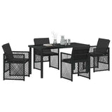 Garden Dining Set 5 pcs Black Poly Rattan - Side View