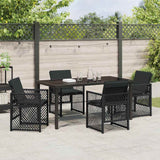 Garden Dining Set 5 pcs Black Poly Rattan - Top-Down View