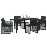 Garden Dining Set 5 pcs Black Poly Rattan - Side View