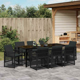 Garden Dining Set 9 pcs Black Poly Rattan - Top-Down View