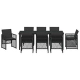 Garden Dining Set 9 pcs Black Poly Rattan - Close-Up Angle