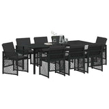 Garden Dining Set 9 pcs Black Poly Rattan - Side View