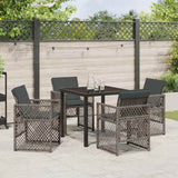 Garden Dining Set 5 pcs Grey Poly Rattan - Top-Down View