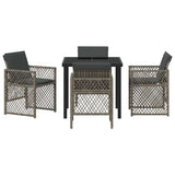 Garden Dining Set 5 pcs Grey Poly Rattan - Close-Up Angle