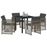 Garden Dining Set 5 pcs Grey Poly Rattan - Side View